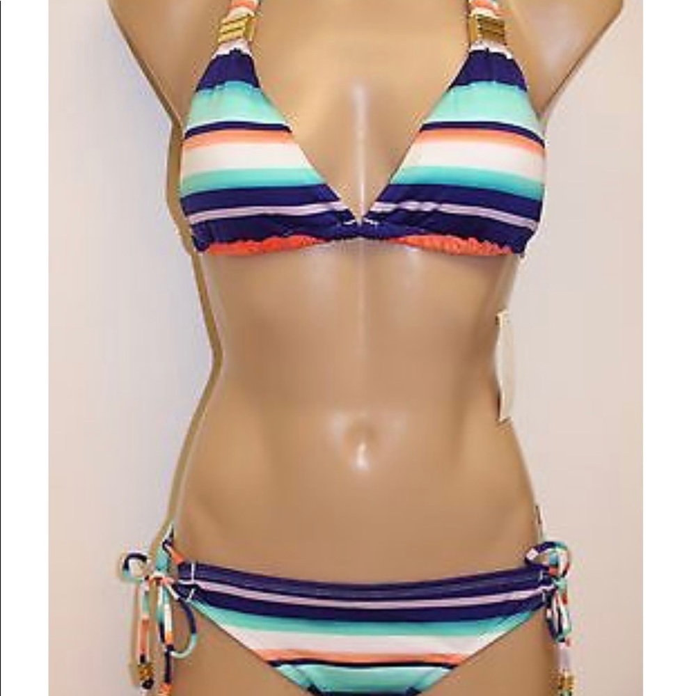 Bar III Striped Fushion 2 piece bikini set